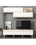 Ensemble meuble TV AMSTERDAM 180 cm blanc et bois