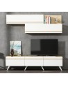 Ensemble meuble TV AMSTERDAM 180 cm blanc et bois