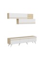 Ensemble meuble TV AMSTERDAM 180 cm blanc et bois