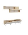Ensemble meuble TV AMSTERDAM 180 cm blanc et bois