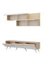 Ensemble meuble TV AMSTERDAM 180 cm blanc et bois