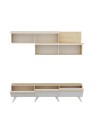 Ensemble meuble TV AMSTERDAM 180 cm blanc et bois