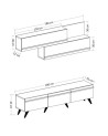 Ensemble meuble TV AMSTERDAM 180 cm blanc et bois