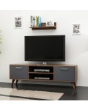 Ensemble meuble TV HORUS 120 cm bois et gris