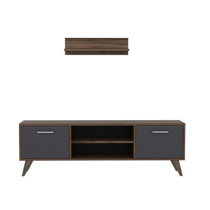 Ensemble meuble TV HORUS 120 cm bois et gris Ensemble meuble TV HORUS 120 cm bois et gris