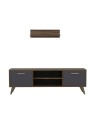 Ensemble meuble TV HORUS 120 cm bois et gris