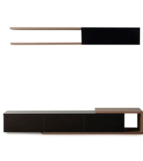 Ensemble meuble TV ALBACATE 180 cm bois et noir