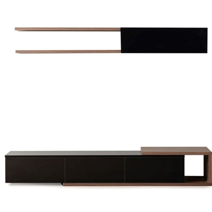 Ensemble meuble TV ALBACATE 180 cm bois et noir