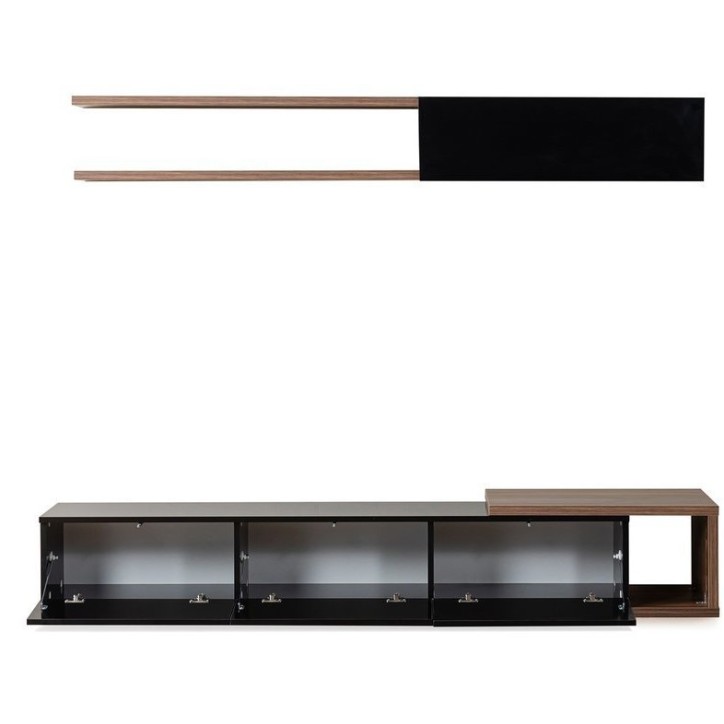 Ensemble meuble TV ALBACATE 180 cm bois et noir