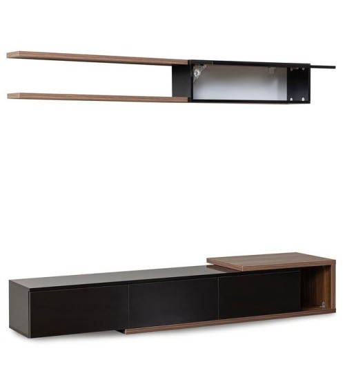 Ensemble meuble TV ALBACATE 180 cm bois et noir