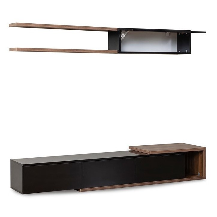 Ensemble meuble TV ALBACATE 180 cm bois et noir