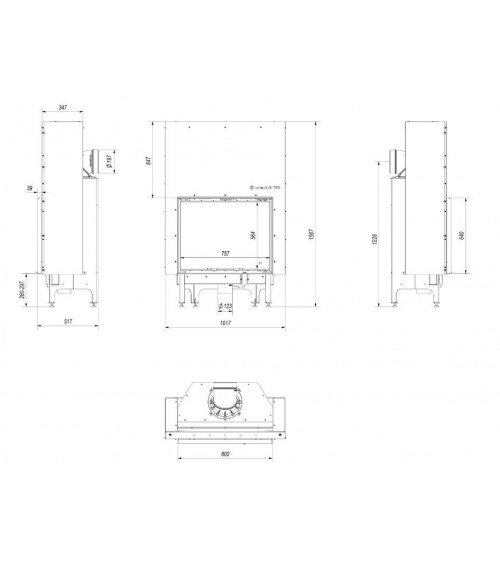 Inserto per camino a legna NADINE con porta a scomparsa 16.5 kW
