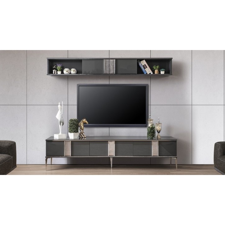 Ensemble meuble TV LOTUS PREMIUM 200 cm anthracite