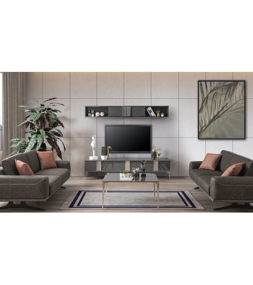 Ensemble meuble TV LOTUS PREMIUM 200 cm anthracite