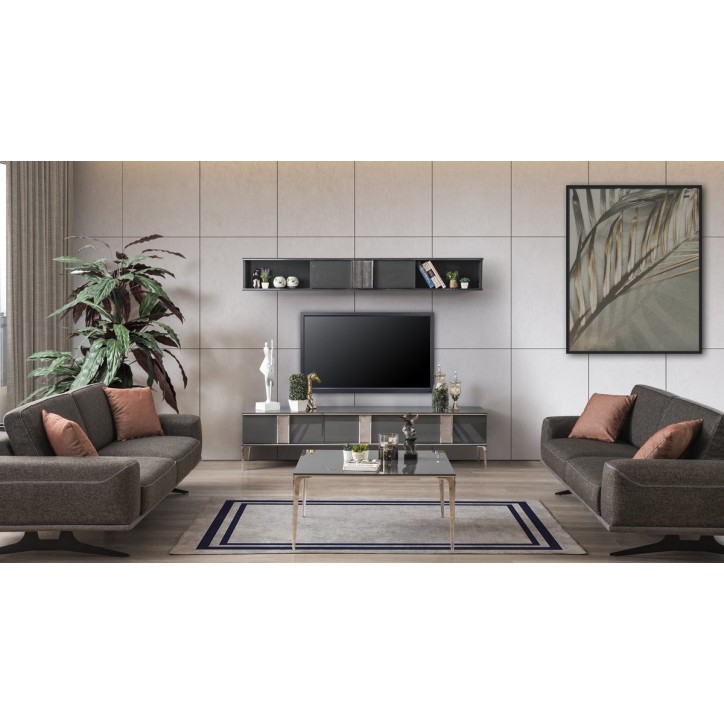 Ensemble meuble TV LOTUS PREMIUM 200 cm anthracite
