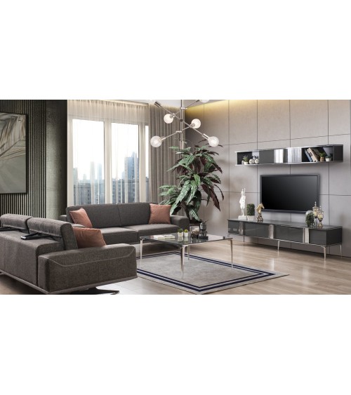 Ensemble meuble TV LOTUS PREMIUM 200 cm anthracite