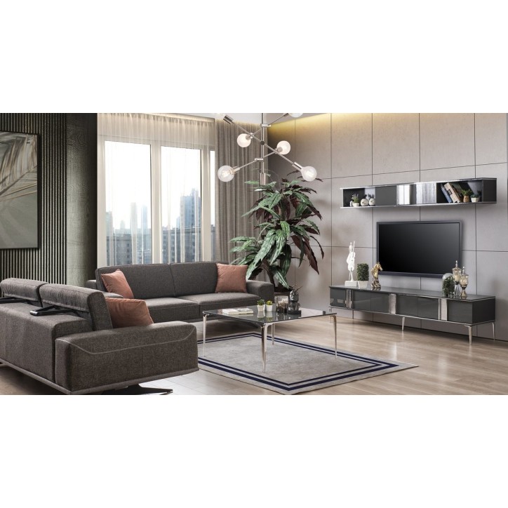 Ensemble meuble TV LOTUS PREMIUM 200 cm anthracite
