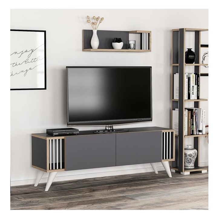 Ensemble meuble TV TESLI 120 cm Anthracite