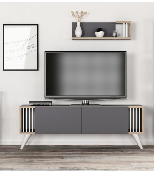 Ensemble meuble TV TESLI 120 cm Anthracite