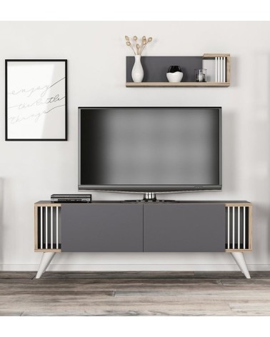 Ensemble meuble TV TESLI 120 cm Anthracite