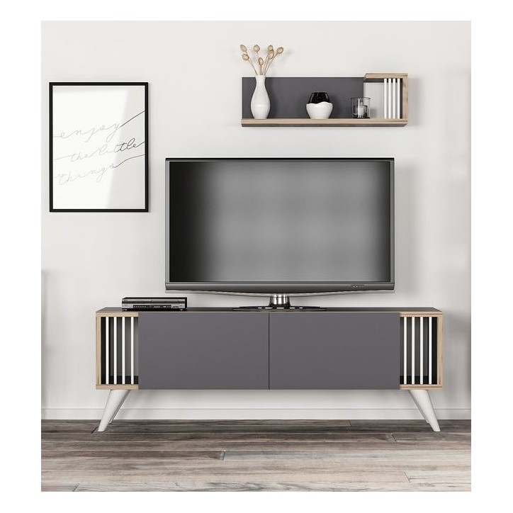 Ensemble meuble TV TESLI 120 cm Anthracite