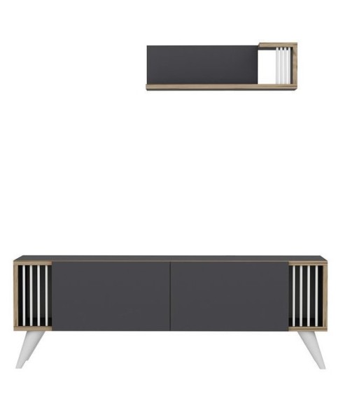 Ensemble meuble TV TESLI 120 cm Anthracite