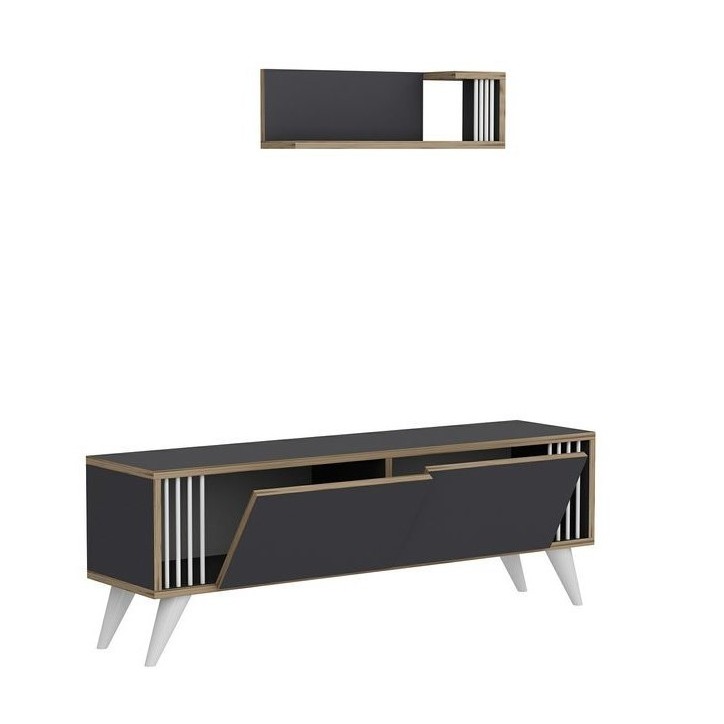 Ensemble meuble TV TESLI 120 cm Anthracite