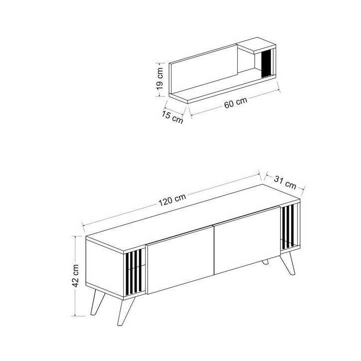 Ensemble meuble TV TESLI 120 cm Anthracite