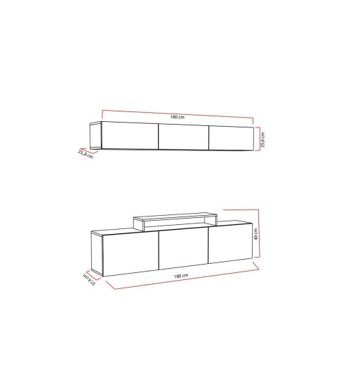 Ensemble meuble TV LINE 180 cm blanc