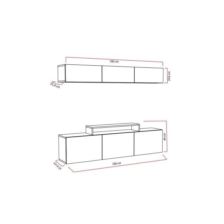 Ensemble meuble TV LINE 180 cm blanc