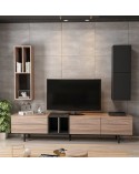 Ensemble meuble TV DIANY 195 cm bois et noir