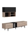 Ensemble meuble TV DIANY 195 cm bois et noir