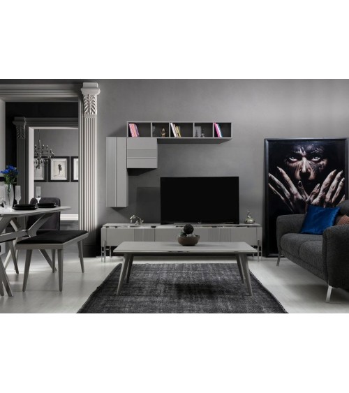 Ensemble meuble TV ALYA 220 cm gris