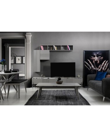 Ensemble meuble TV ALYA 220 cm gris