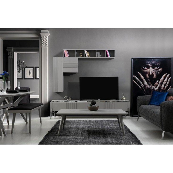 Ensemble meuble TV ALYA 220 cm gris