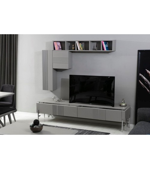 Ensemble meuble TV ALYA 220 cm gris