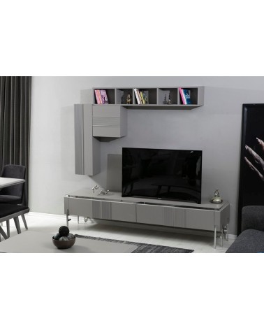Ensemble meuble TV ALYA 220 cm gris
