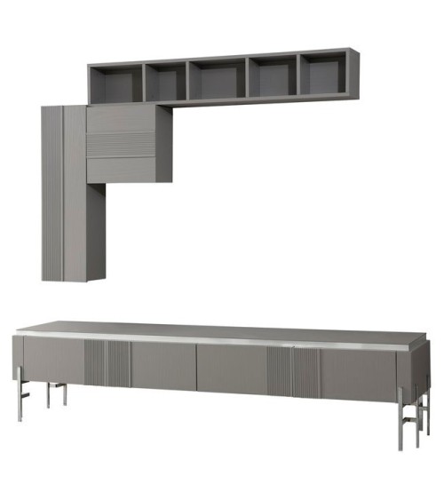 Ensemble meuble TV ALYA 220 cm gris