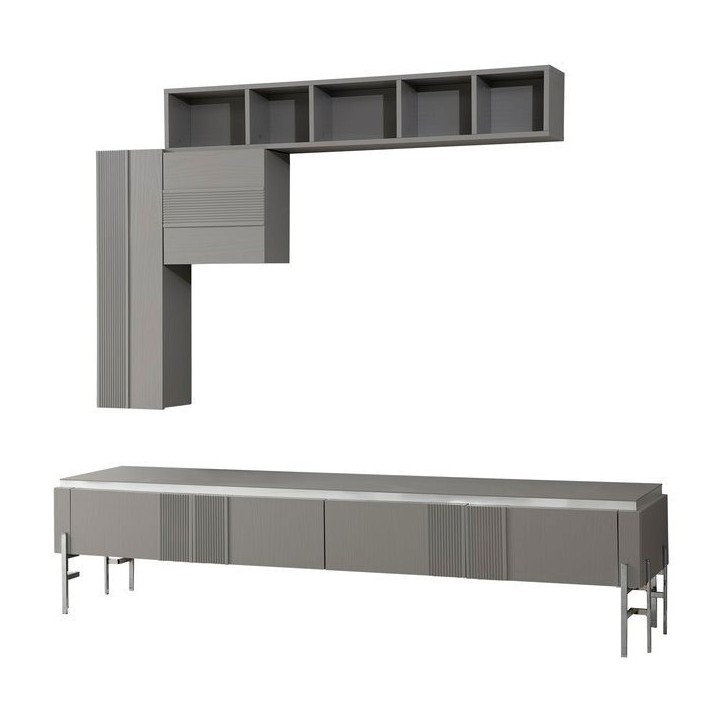 Ensemble meuble TV ALYA 220 cm gris