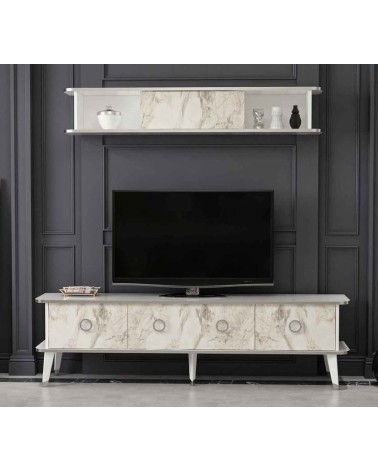 Ensemble meuble TV MARBRE Blanc brillant