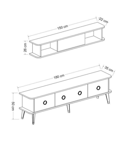 Ensemble meuble TV MARBRE Blanc brillant