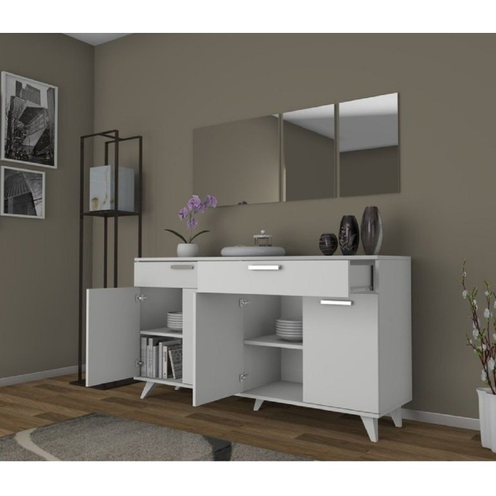 Buffet VIVEN 4portes et 2 tiroirs 180 cm blanc