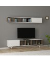 Ensemble meuble TV DORUK BLANC - NOYER 180 cm