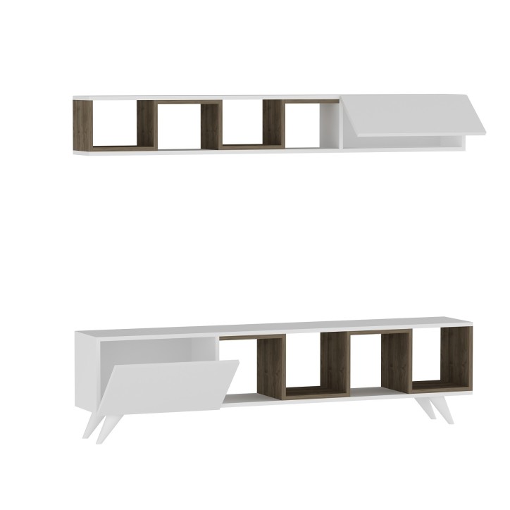 Ensemble meuble TV DORUK BLANC - NOYER 180 cm