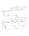 Ensemble meuble TV HIRA 135 cm blanc et noyer