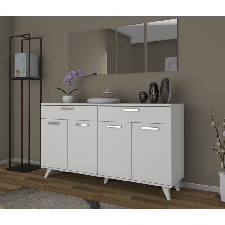 Buffet VIVEN 4portes et 2 tiroirs 180 cm blanc