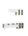 Ensemble meuble TV KUZEY 180cm blanc et noyer