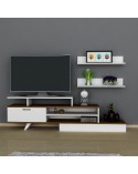 Ensemble meuble TV MILON 180cm blanc et noyer
