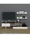 Ensemble meuble TV MILON 180cm blanc et noyer