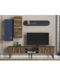 Ensemble meuble TV MARE noyer bleu 179 cm